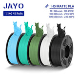 JAYO PLA Classic 3D Filament 1.75mm High Speed Matte PLA 3D Printer Filament Neatly Wound 3D Printing Materials 5Rolls/set