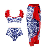New three piece swimsuit swimsuit lace up beach skirt bikini