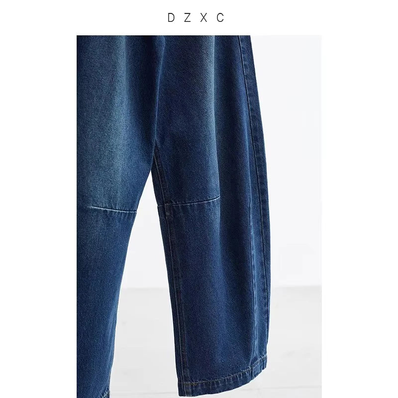 Wide-Leg Balloon Pants, Loose Plus-Size Jeans, Hip-Covering Slimming Retro Long Pants, Fall/Winter 2025