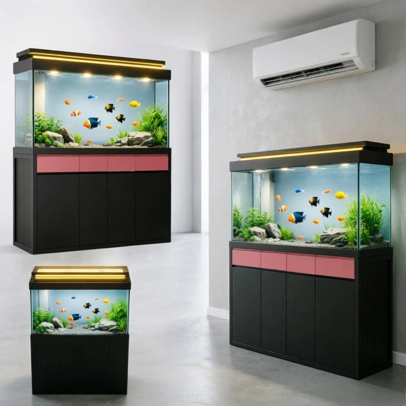 All-in-One AquariumFully Transparent Glass Integrated Freshwater Fish Tank With Built-in Filter And Aluminum Frame Fish TankFish