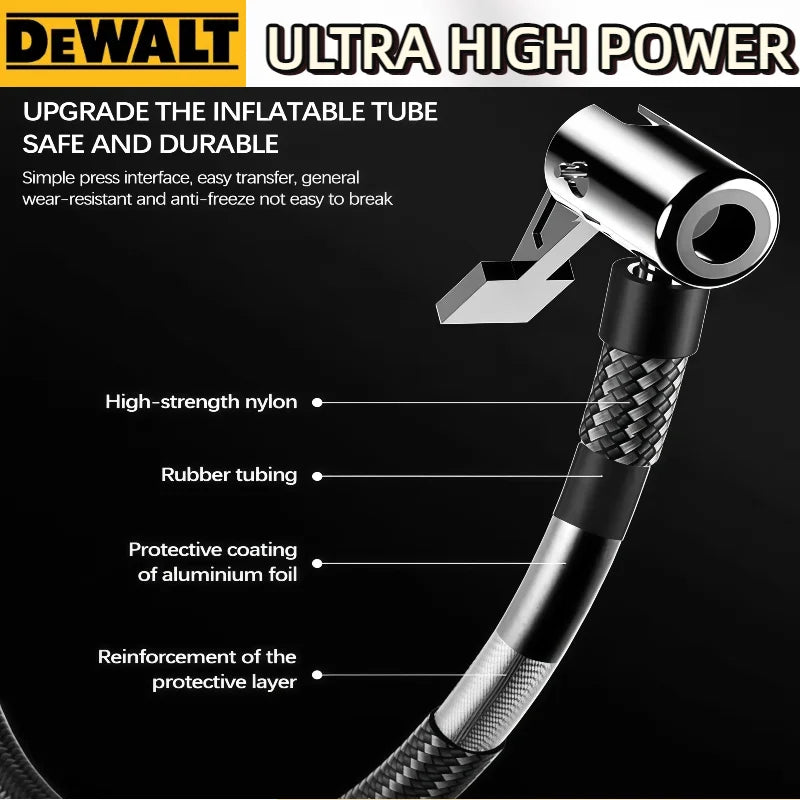 Dewalt Cordless Rechargeable Handheld Electric Air Pump Compressor with Digital Pressure Gauge for Car Tires & Motorcycles