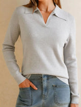 Women's POLO shirt, spring sweater, business casual wear, summer fashion.