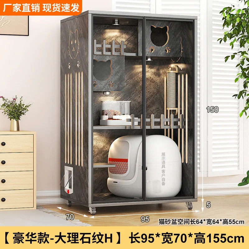 King size cat villa cat cage oversized three-story cat house castle multi-layer cat cabinet winter cat nest wood solid wood