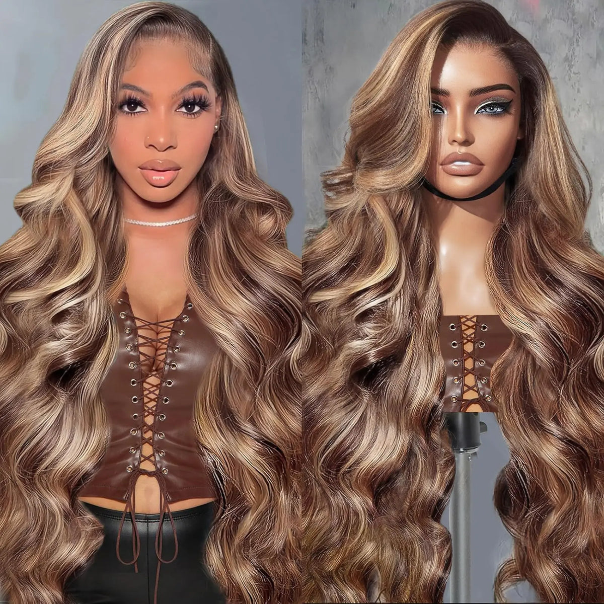 Body Wave 13x4 Hd Transparent Lace Front Wig Colored Highlight Human