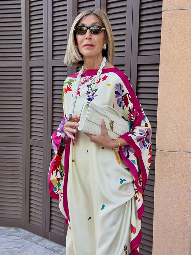 Printted Women Dresses Bohemian Dress Kaftans for Women 2026 Fashion Loose Dresses for Woman Maxi Robe Elegant Beach Dress