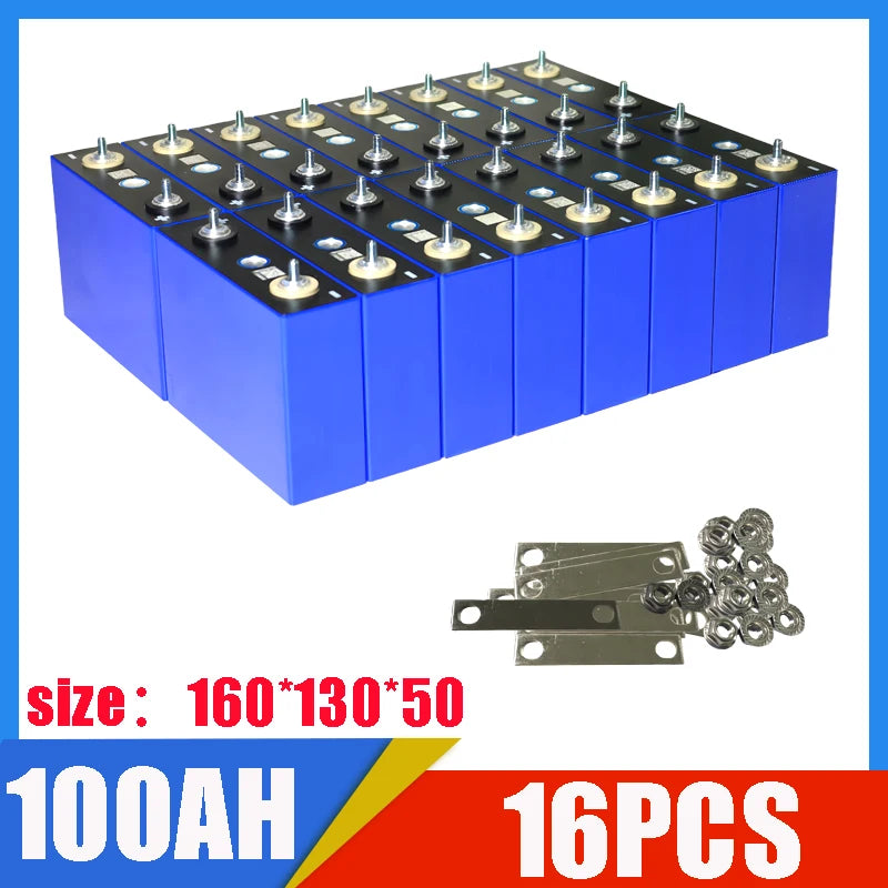 1-32pcs New Lifepo4 Battery Grade A 3.2V 100Ah 105Ah 12V 24V 48V 4000 Cycles Solar Lithium Iron Phosphate Rechargeable Battery