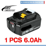 2025 for Makita BL1860 BL1850B BL1850 BL1840 BL1830 Screwdriver Battery & Charger 18v Replacement Power Tool Batteries.