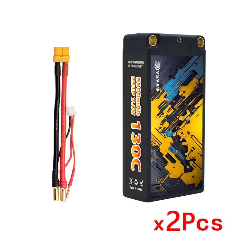 2Pcs GNB Lipo Battery 2S 7.4V 7.6V 4600mAh 5800mAh 6800mAh 120C 130C 140C HV Shorty Hard Case With 5MM T Plug For RC Car Boat