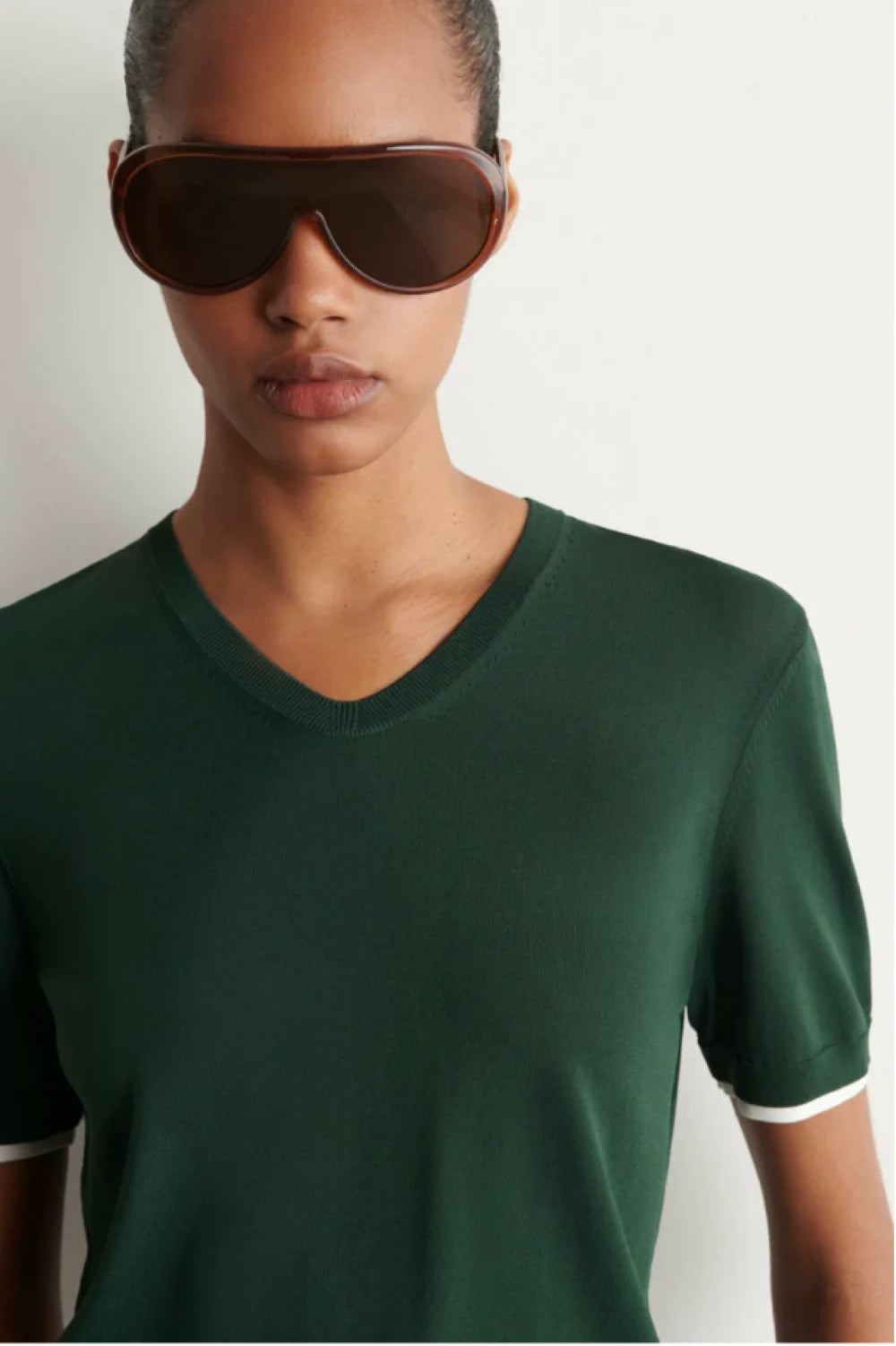 XIMIAN APPAREL 2026 YAZHIMEI Traf Cos Spring New Style of Ladies' Casual Standard Style Green Layered V-Neck Knitted Sweater