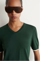 XIMIAN APPAREL 2026 YAZHIMEI Traf Cos Spring New Style of Ladies' Casual Standard Style Green Layered V-Neck Knitted Sweater