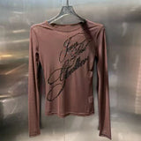 KUCLUT Fashion New Items Sequin Long Sleeve T-shirt For Women Slim Fit Casual Style Perspective Tops Female Trendy 1A2475