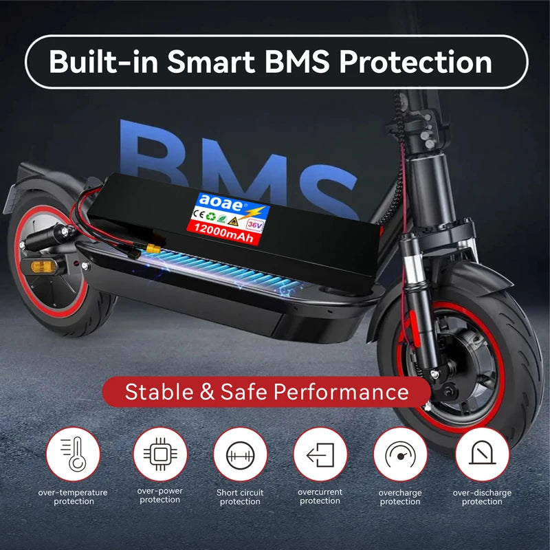 36V Lithium Battery Pack 10S4P 12Ah 14Ah 18650 Grade-A Cells 500W-1000W Built-in BMS for Kugoo M2 M2 Pro M2+ Electric Scooter