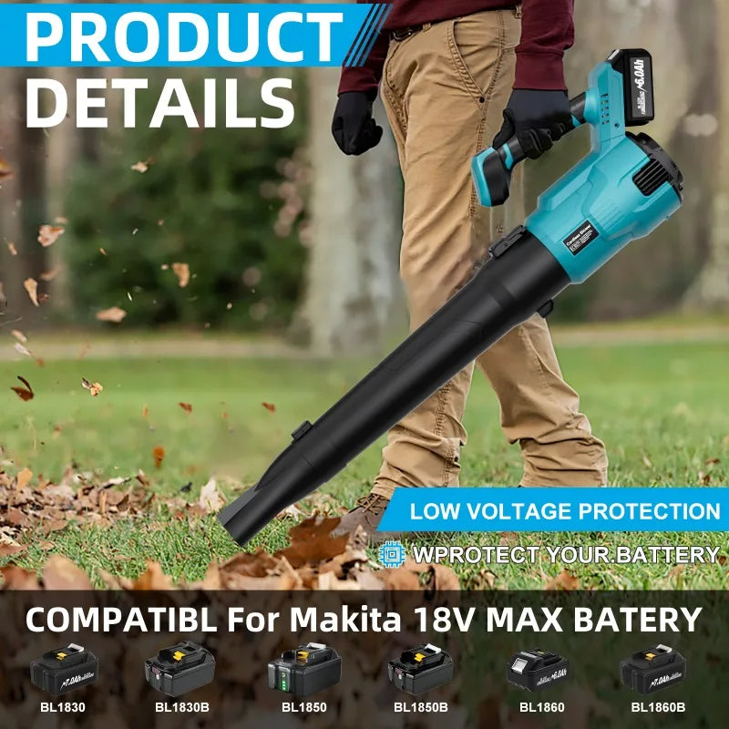 Makita Cordless Electric Air Blower Handheld Efficient Leaf Snow Dust Blowing Cleaning Power For DEWALT/Milwaukee 18V Battery