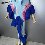 WINYI Summer Pleated Elastic Irregular Dress for Woman Beach Cover Up Abaya Dubai Luxury Party Dresses Boho Evening Dress Luxury