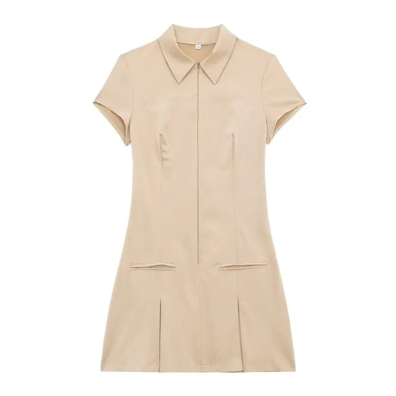 Spring 2024 Women's Faion Slim Fit ort Dr Wide Pleat Versatile Design Commute Sle ort Sve Other Material 00%