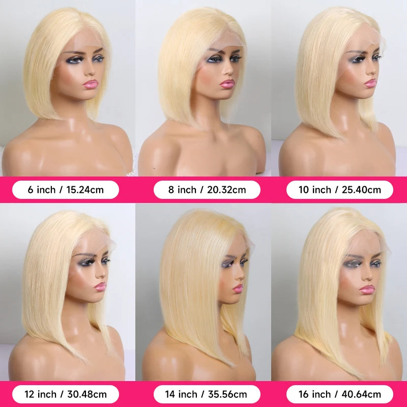 613 Blonde Bob Wig 13x6 13x4 Transparent Lace Frontal Wig Straight Brazilian Human Hair Lace Front Wigs For Women Colored Wigs
